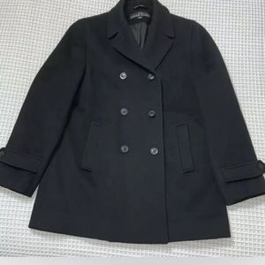 Anne Klein All Wool Pea Coat Style Black Petite  10P